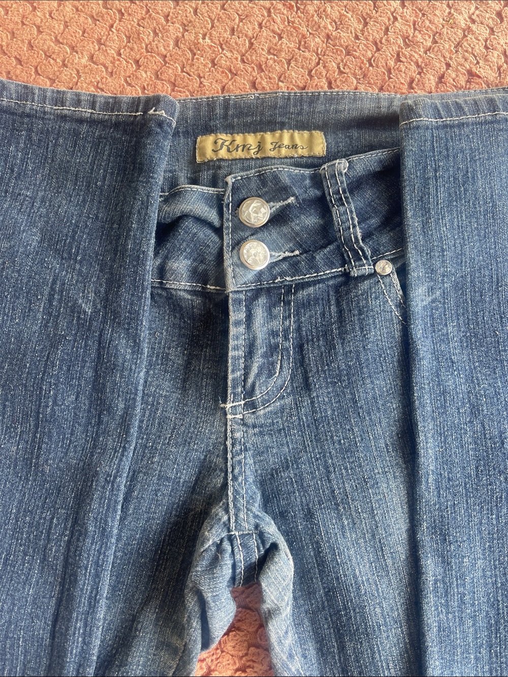 Women's Kimj  Jeans Blue Stretch Double-Button